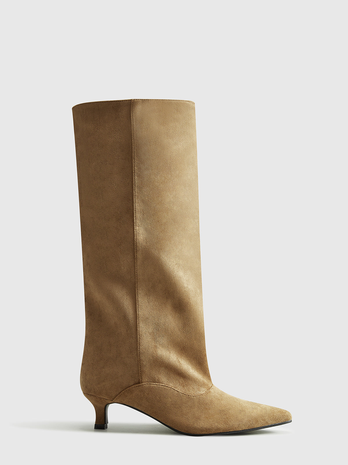 Kniehohe Wildlederstiefel – Kitten Heel Stiefel für Damen