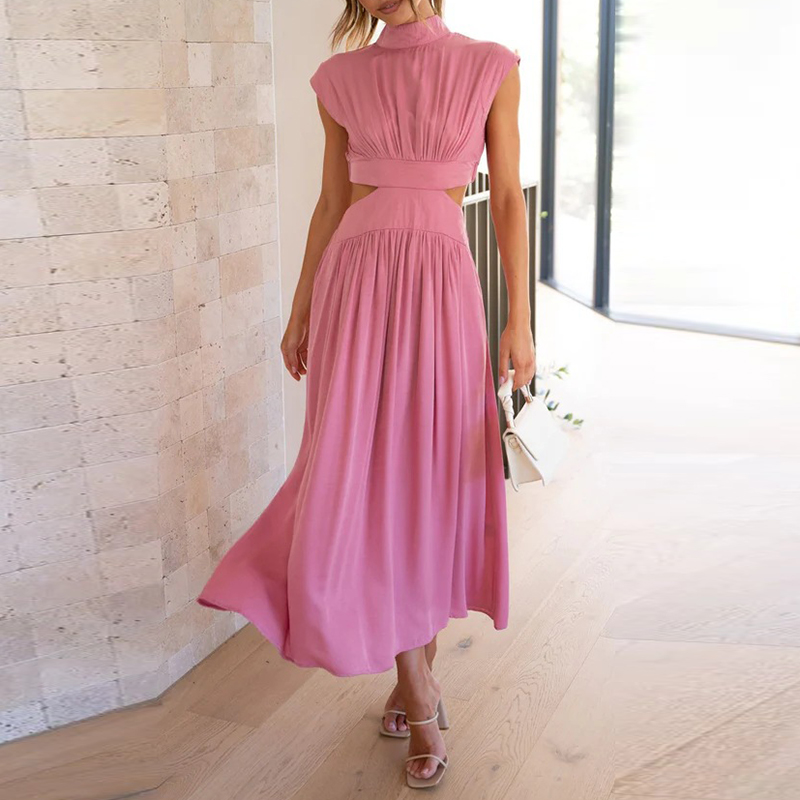 Ärmelloses Midikleid mit Rundhalsausschnitt