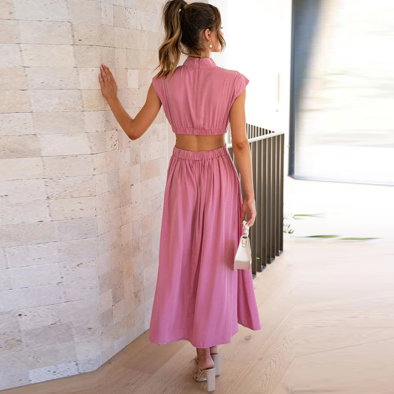 Ärmelloses Midikleid mit Rundhalsausschnitt