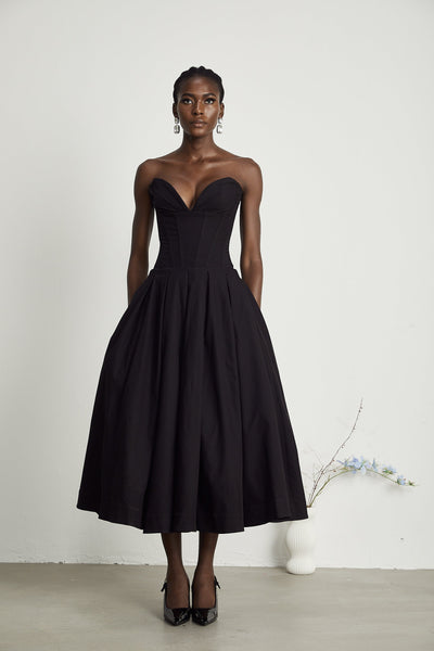 Schulterfreies Korsett-Midikleid – Eleganz & perfekte Passform