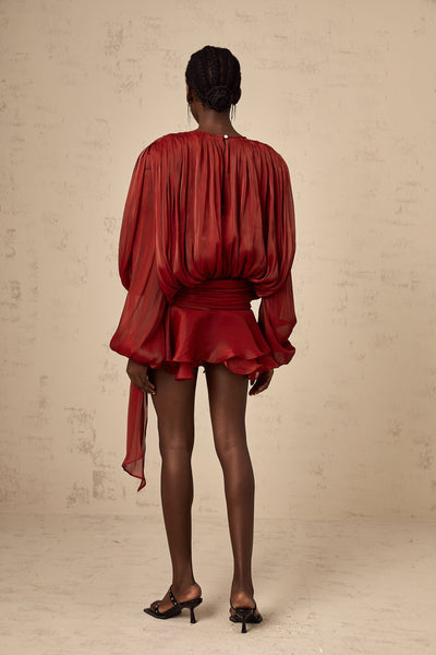 Rotes Mini-Kleid mit Rüschen – Verspielt & Elegant