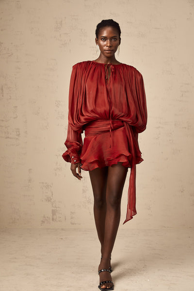 Rotes Mini-Kleid mit Rüschen – Verspielt & Elegant