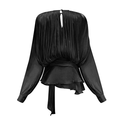 Schwarzes Plissee-Minikleid mit Rüschen – Romantisch & Elegant
