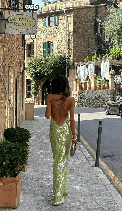 ZURIA │ Langes Paillettenkleid