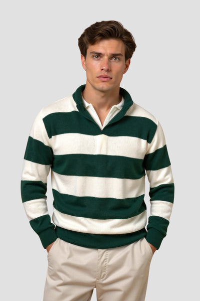 Herren Langarm-Poloshirt mit Kragen und Knopfleiste