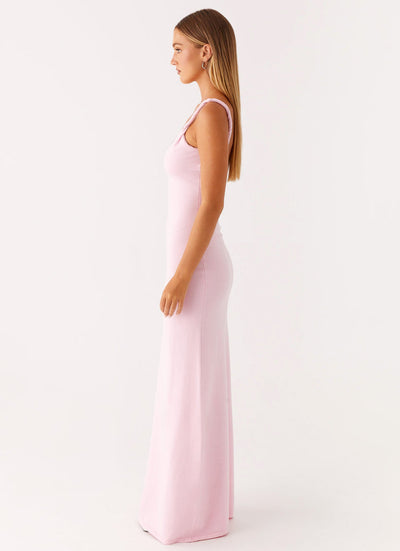 Maxikleid mit Rückenausschnitt und hohem Schlitz