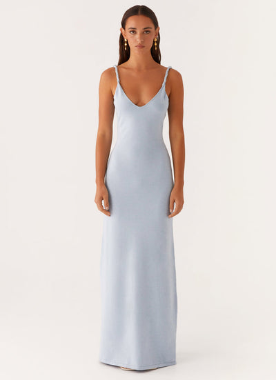 Maxikleid mit Rückenausschnitt und hohem Schlitz