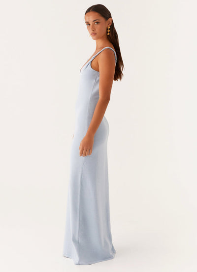 Maxikleid mit Rückenausschnitt und hohem Schlitz