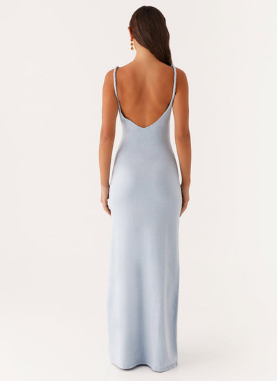 Maxikleid mit Rückenausschnitt und hohem Schlitz