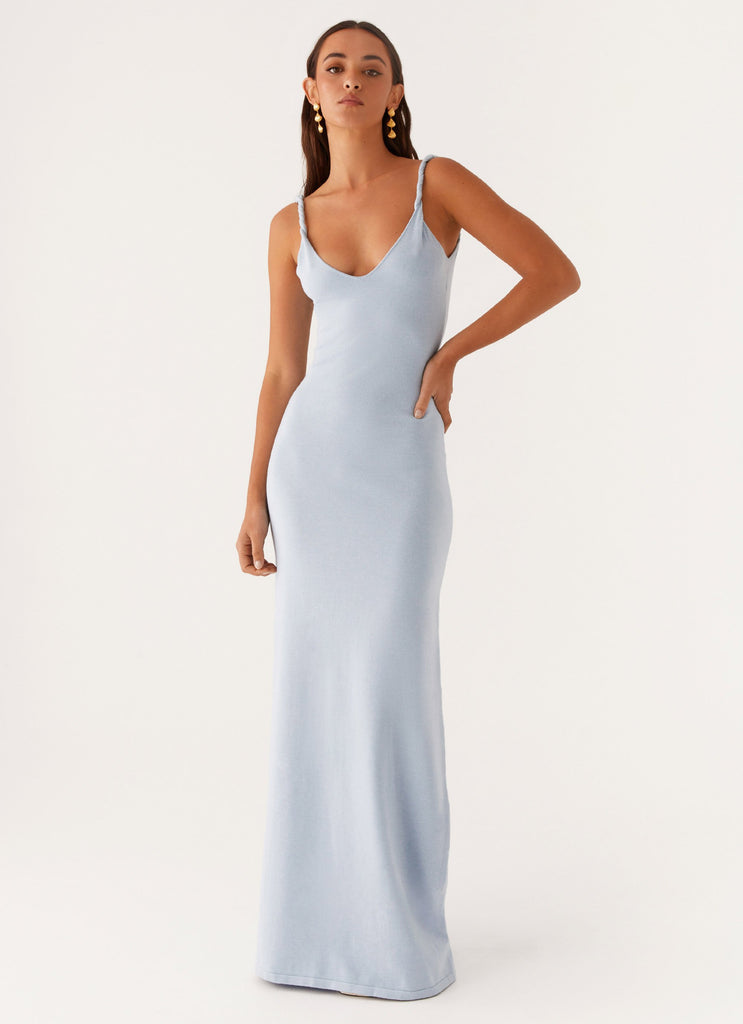Maxikleid mit Rückenausschnitt und hohem Schlitz