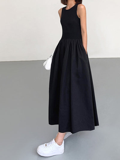Langärmeliges Freizeitkleid mit Rundhalsausschnitt