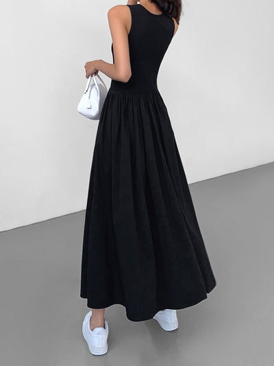 Langärmeliges Freizeitkleid mit Rundhalsausschnitt