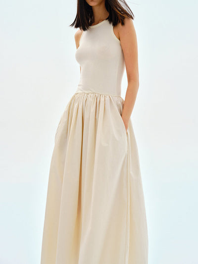 Langärmeliges Freizeitkleid mit Rundhalsausschnitt
