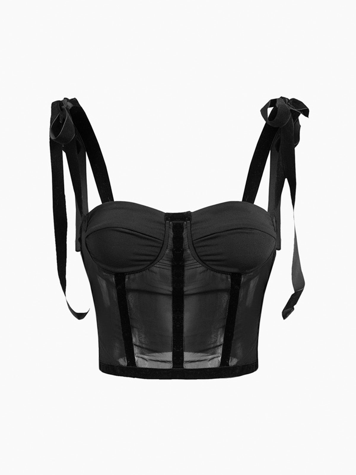 Crop-Top mit Korsett-Design und Netzstoff