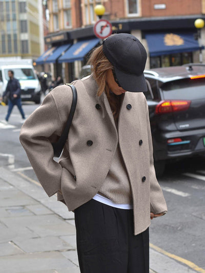 Übergroße Button-Down-Jacke mit Taschen