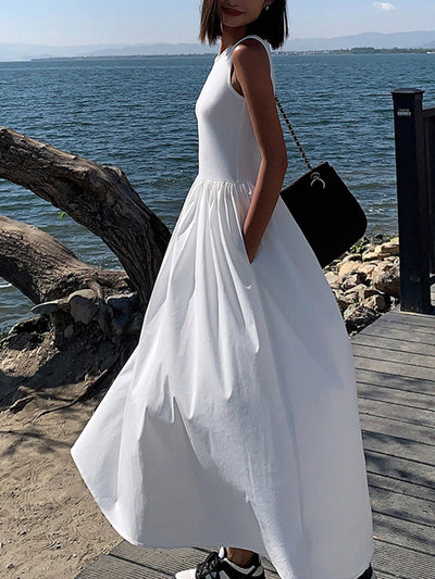 Langärmeliges Freizeitkleid mit Rundhalsausschnitt