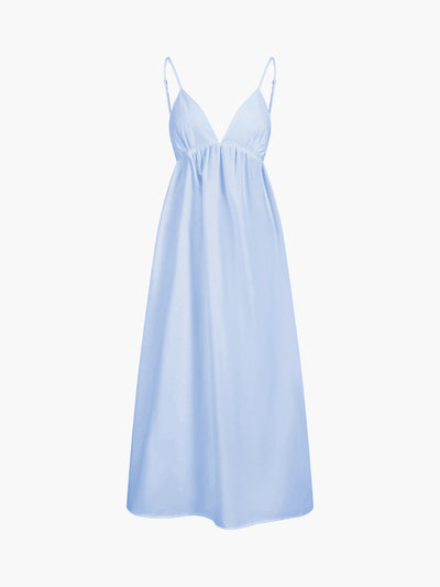 ZURIA | Langes Kleid mit offenem Rücken im Coastal-Cowgirl-Stil