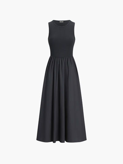 Langärmeliges Freizeitkleid mit Rundhalsausschnitt