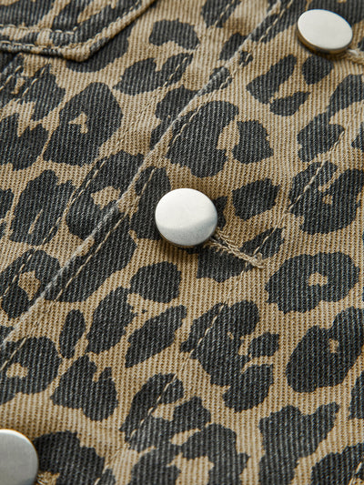 Blazer mit Knopfleiste und Leopardenmuster