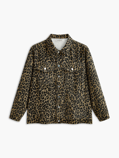 Blazer mit Knopfleiste und Leopardenmuster