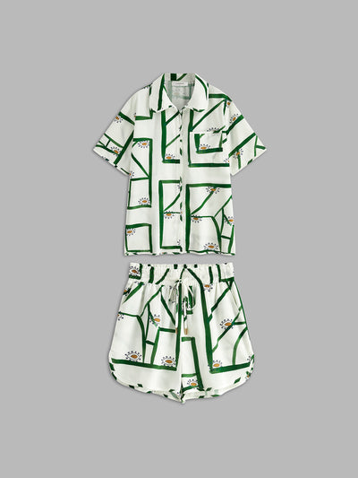 ZURIA | Bedrucktes Shorts-Set mit Kordelzug