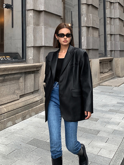 ZURIA │ Lederblazer mit Reverstaschen