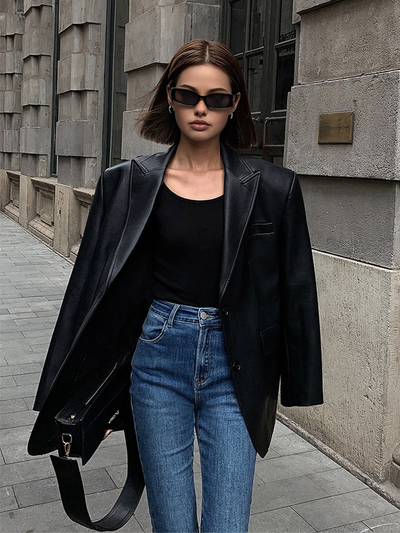 ZURIA │ Lederblazer mit Reverstaschen