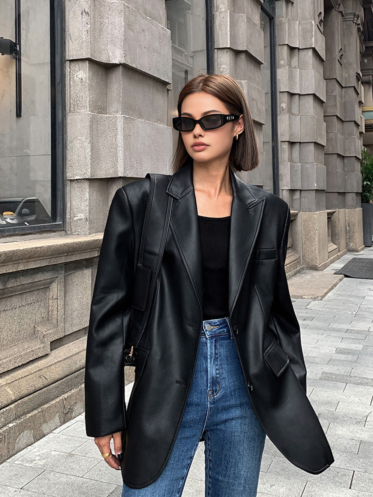 ZURIA │ Lederblazer mit Reverstaschen