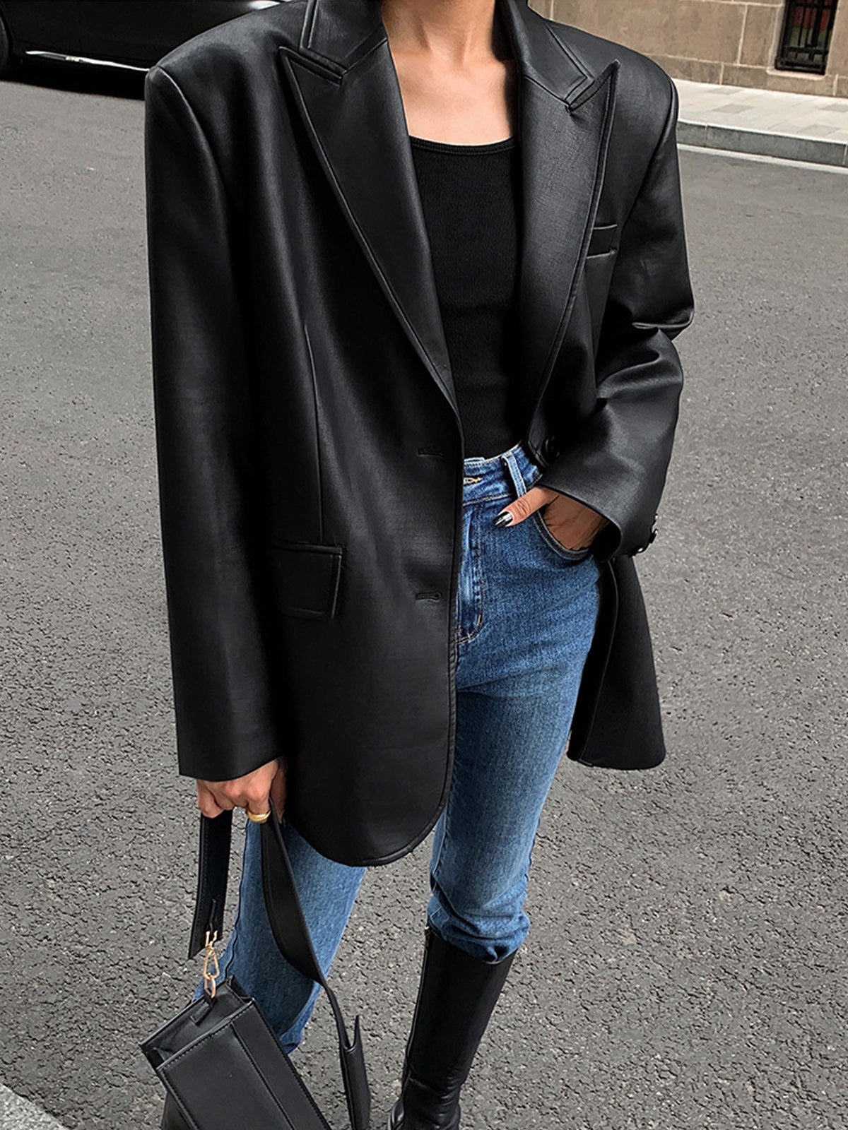 ZURIA │ Lederblazer mit Reverstaschen