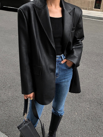 ZURIA │ Lederblazer mit Reverstaschen