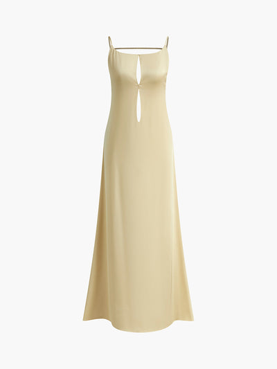 Langes Kleid mit offenem Rücken und Schlüssellochausschnitt