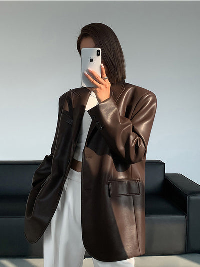 ZURIA │ Lederblazer mit Reverstaschen