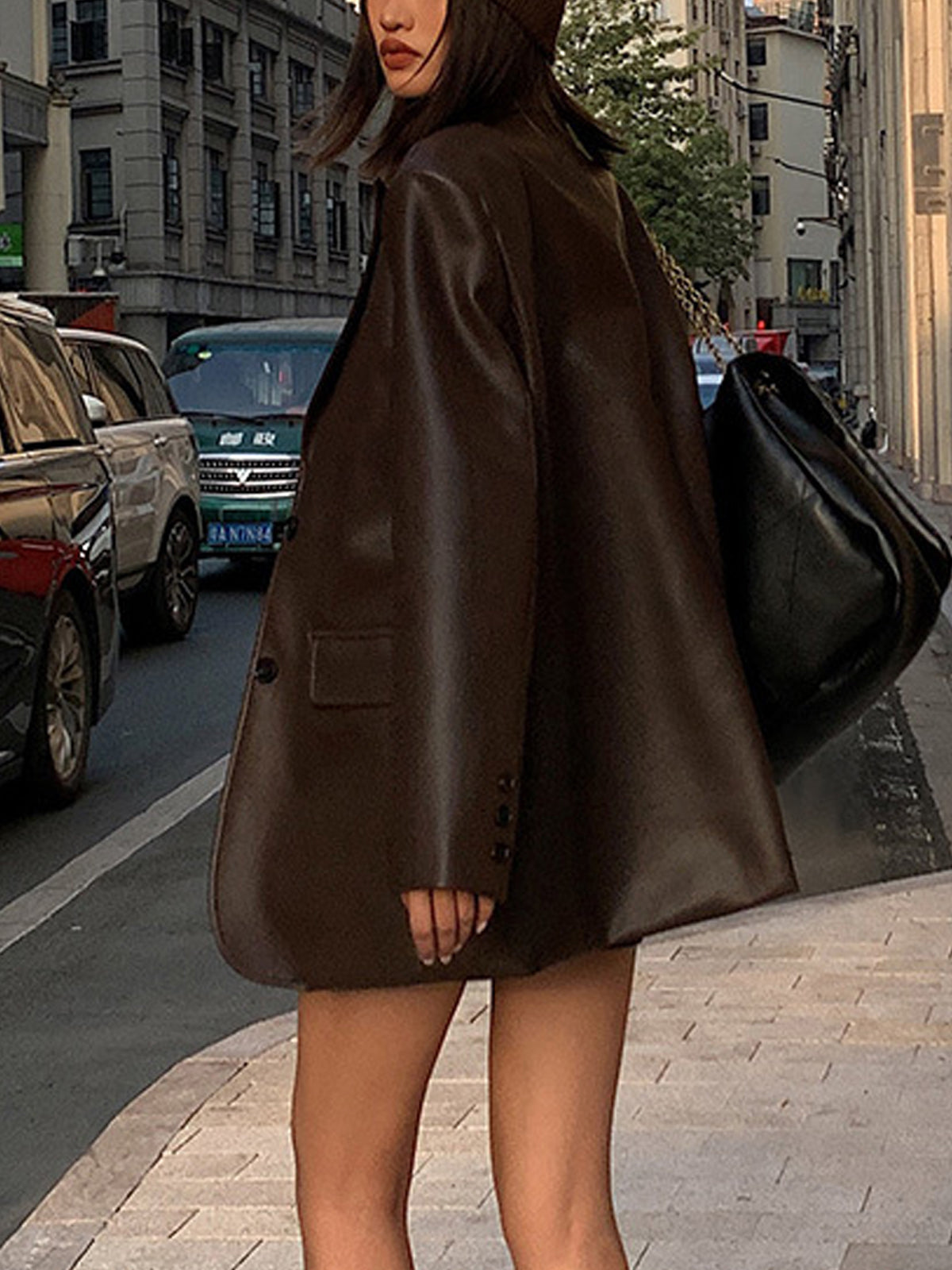 ZURIA │ Lederblazer mit Reverstaschen