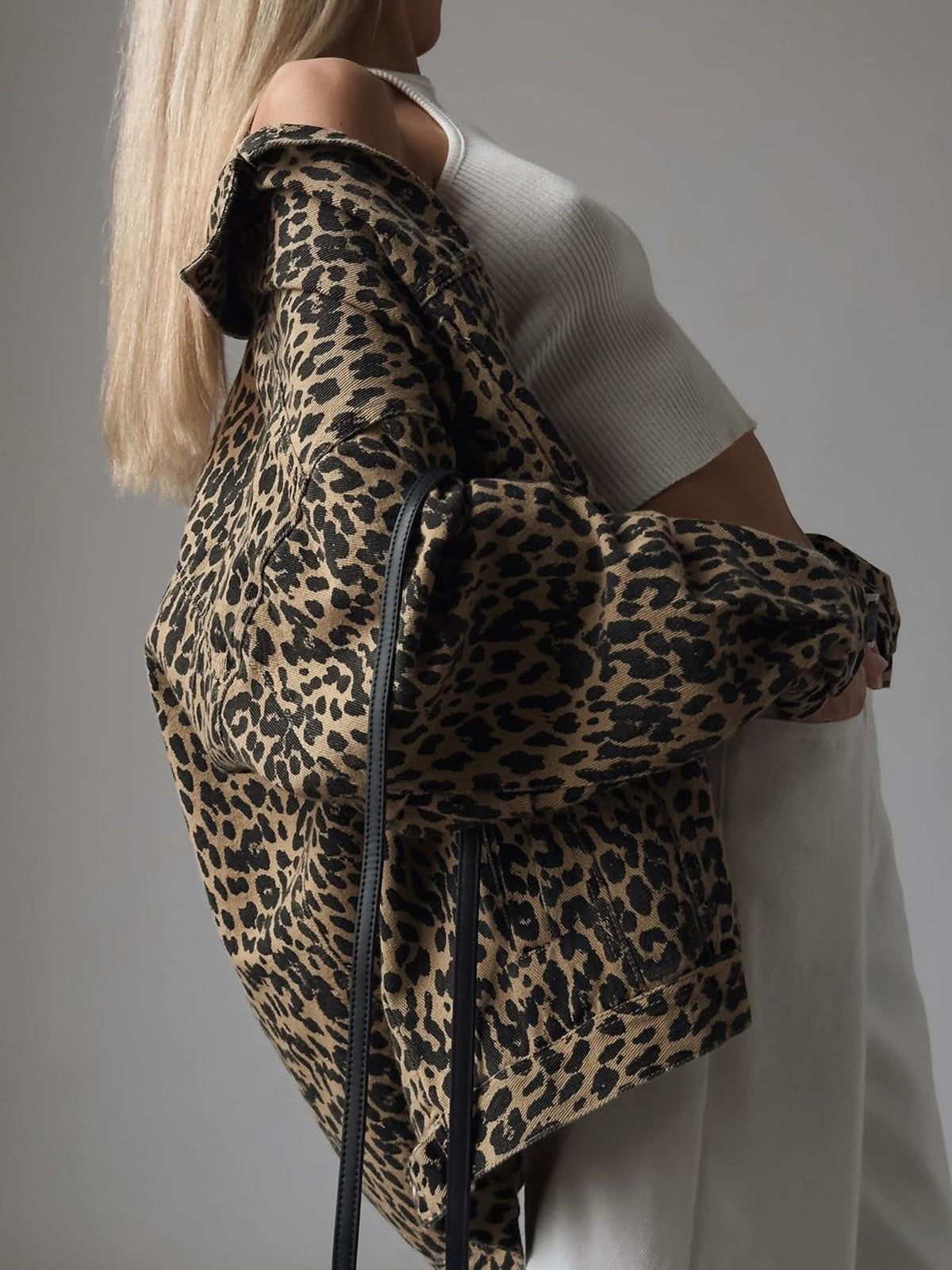 Blazer mit Knopfleiste und Leopardenmuster