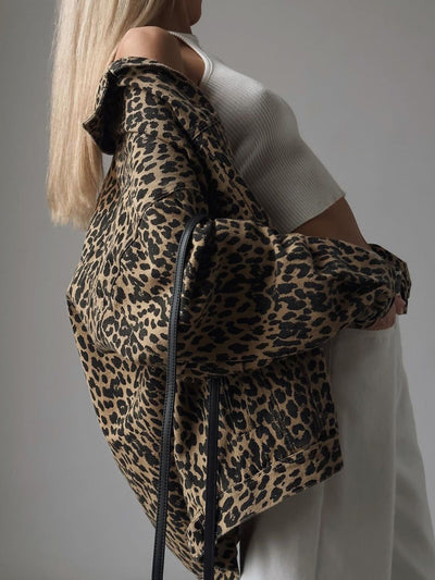 Blazer mit Knopfleiste und Leopardenmuster