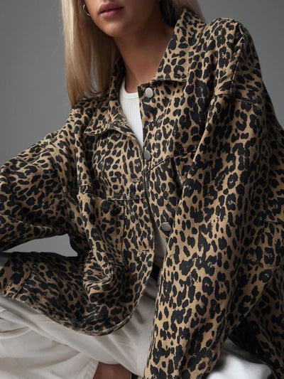 Blazer mit Knopfleiste und Leopardenmuster