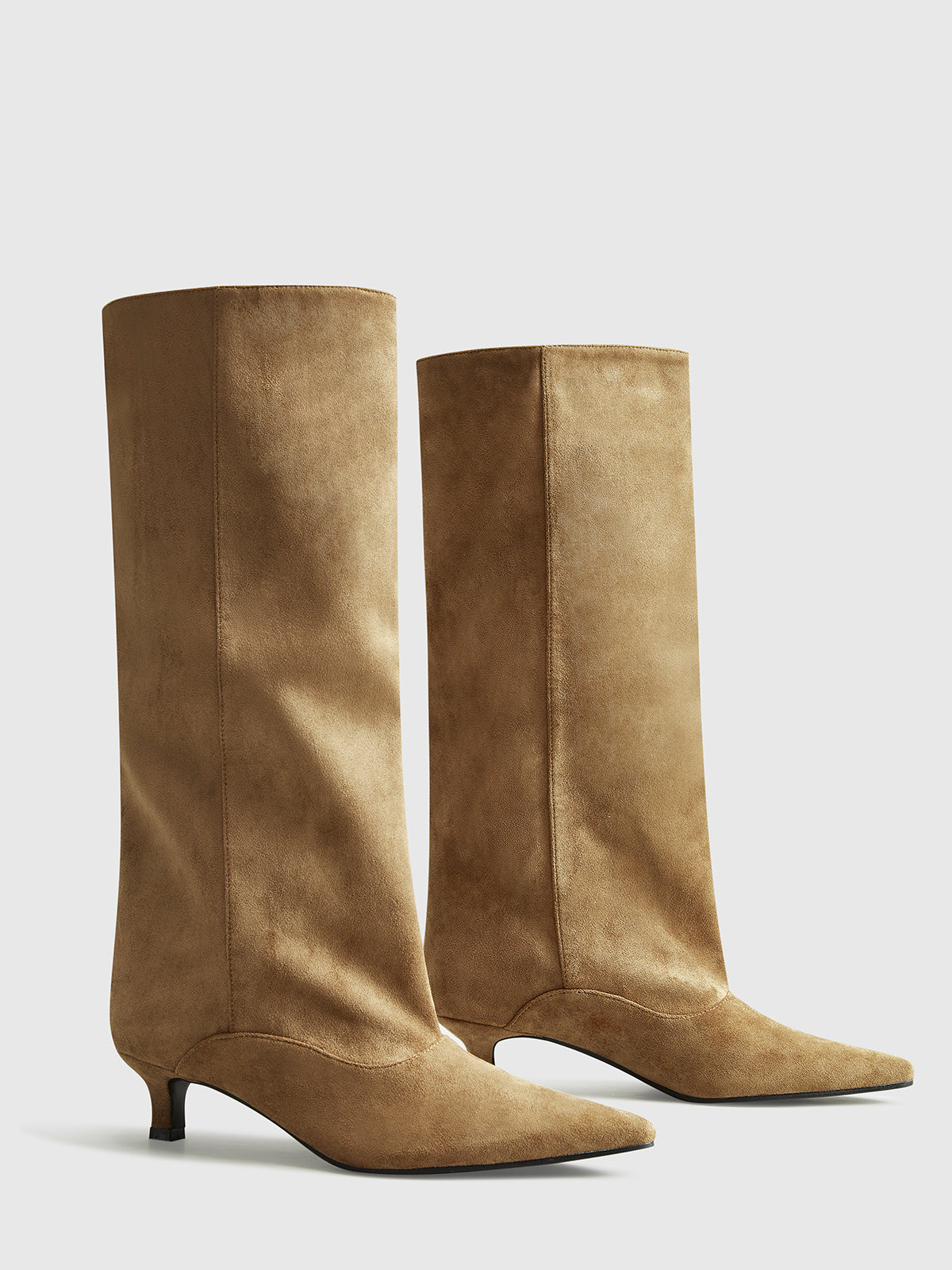 Kniehohe Wildlederstiefel – Kitten Heel Stiefel für Damen