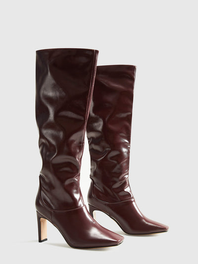 High Heel Stiefel Damen – Kniehohe Stiefel mit eckiger Spitze