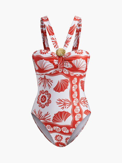 Badeanzug Damen – Einteiler mit Metallic-Print