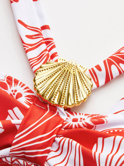 Badeanzug Damen – Einteiler mit Metallic-Print