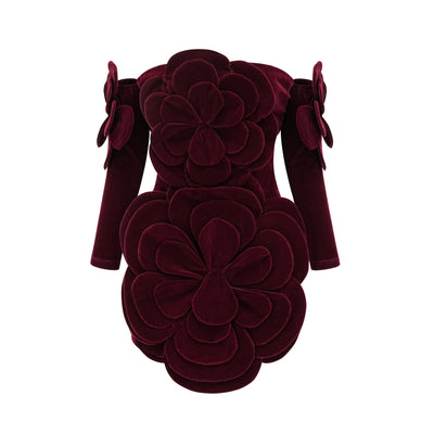 Rotes Minikleid mit Blumenapplikationen – Feminine Eleganz