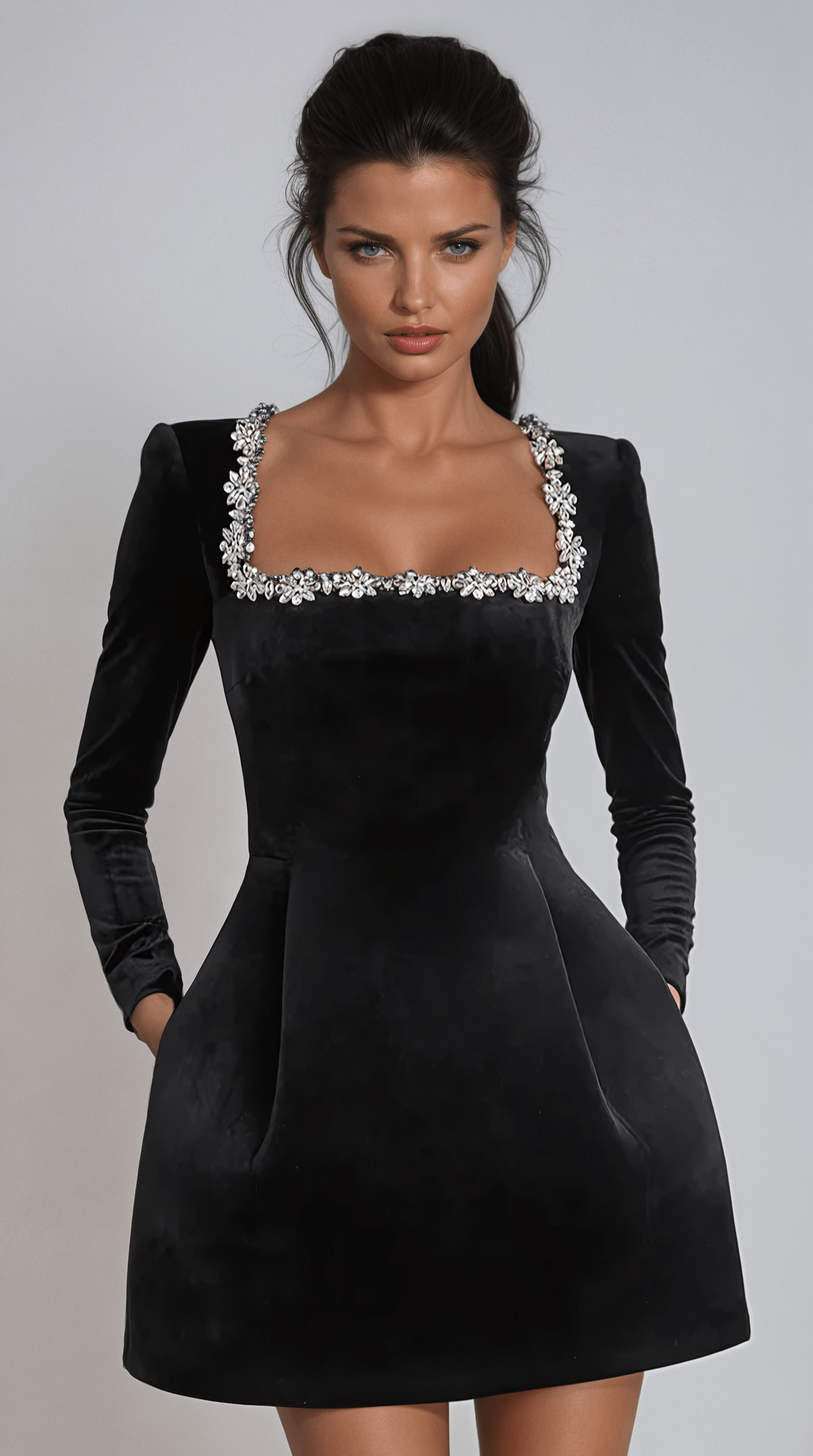 Minikleid mit verziertem Kragen – Elegantes & Stilvolles Design