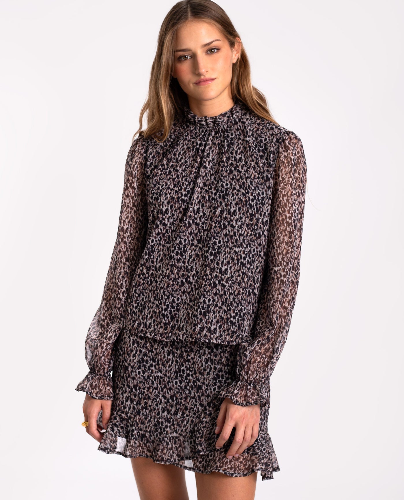 Bedruckter lange rok mit hoher Taille