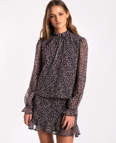 Bedruckter lange rok mit hoher Taille