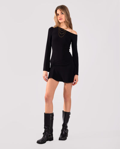 Schwarzes figurbetontes Minikleid mit Trägern