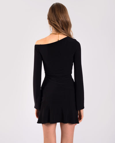 Schwarzes figurbetontes Minikleid mit Trägern