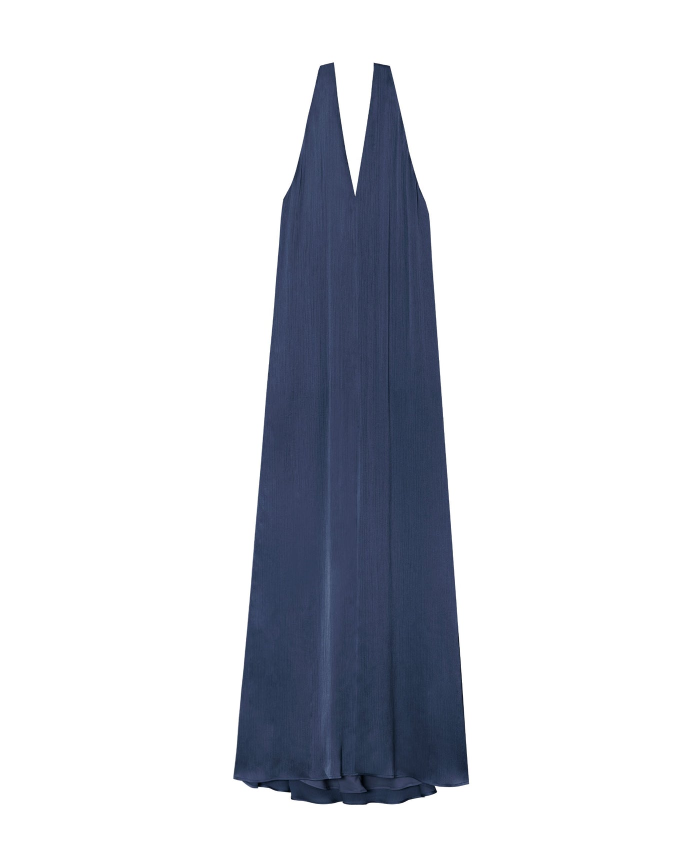 Langärmeliges Midikleid mit Bindegürtel in Blau